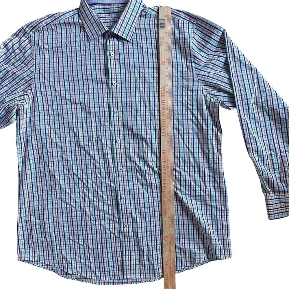 Bugatchi Uomo XXL Classic Fit Plaid Button Up Dress Shirt Multicolor